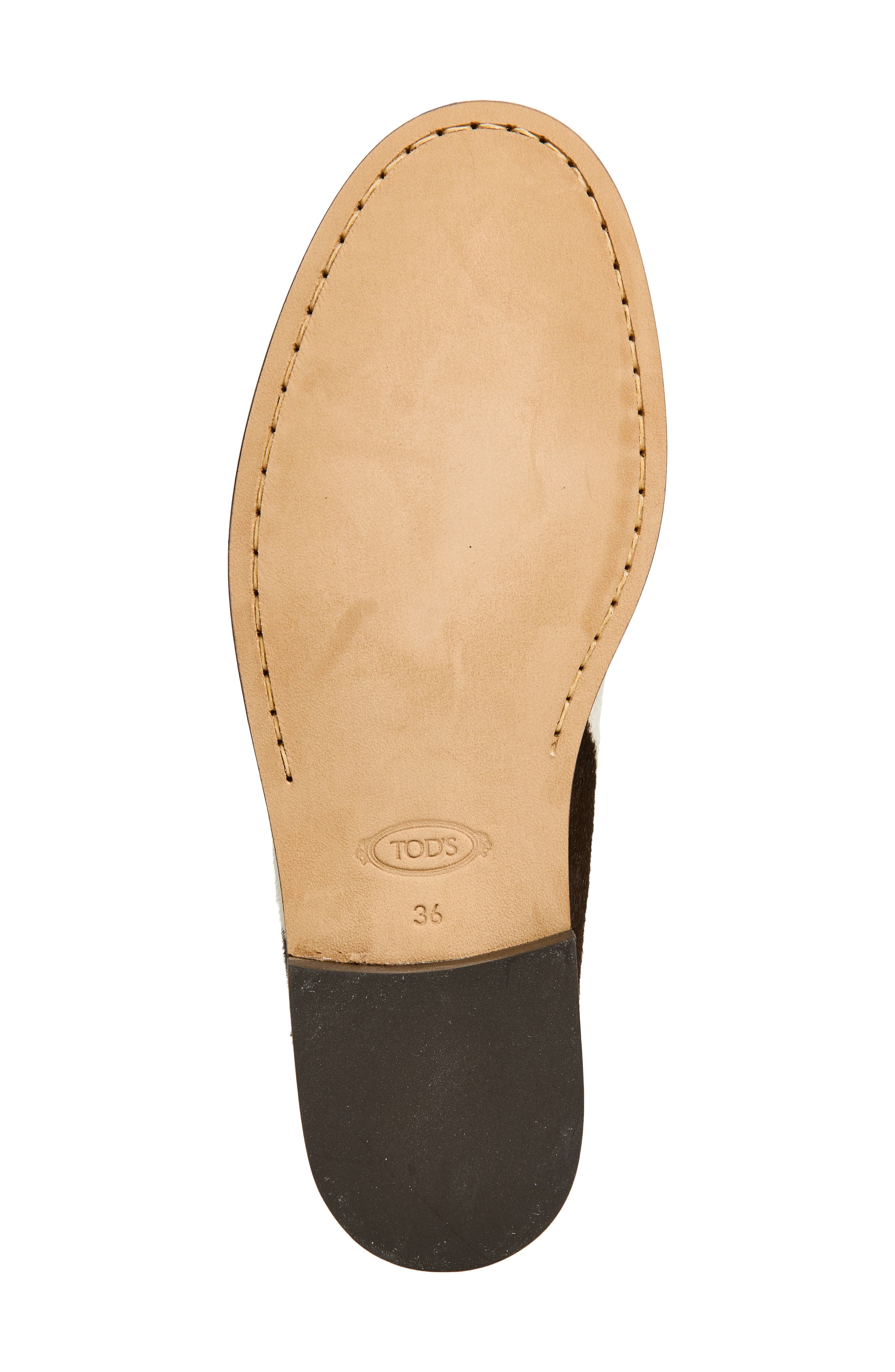 Tod's Genuine Calf Hair Stud Detail Slipper Loafer, Alternate, color, Bianco/ Moro