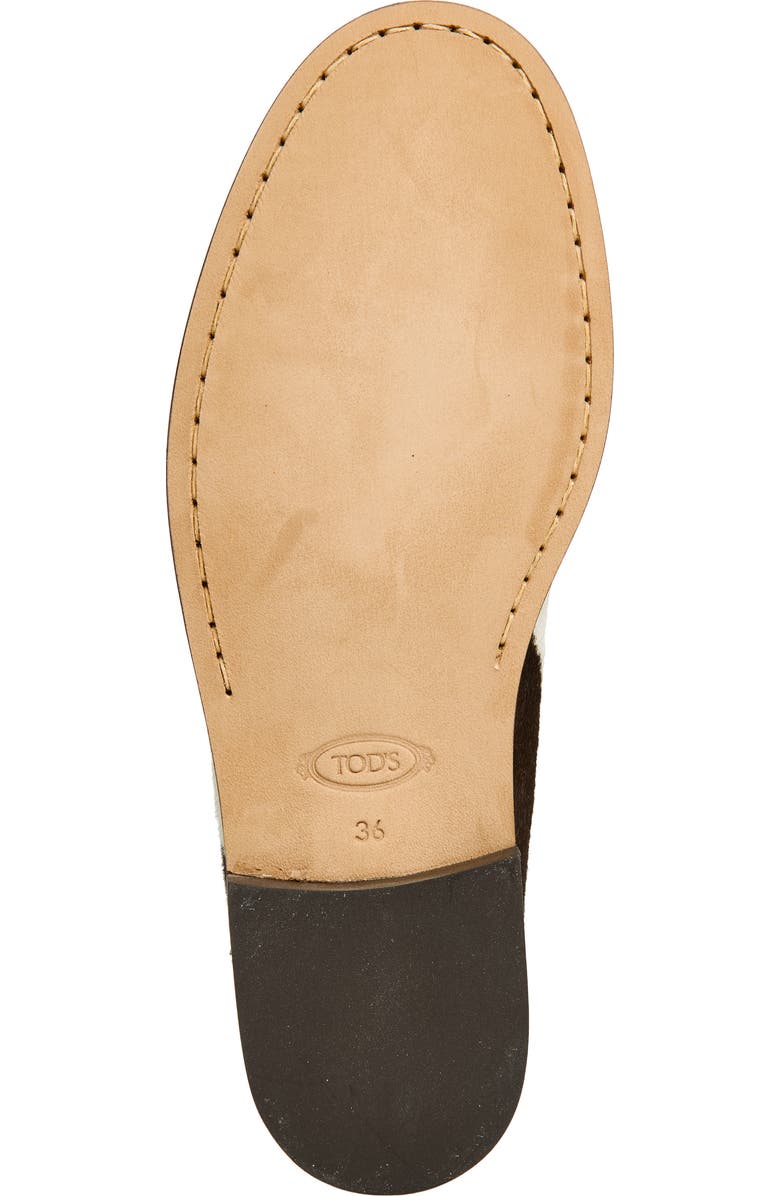 Tod's Genuine Calf Hair Stud Detail Slipper Loafer, Alternate, color, Bianco/ Moro