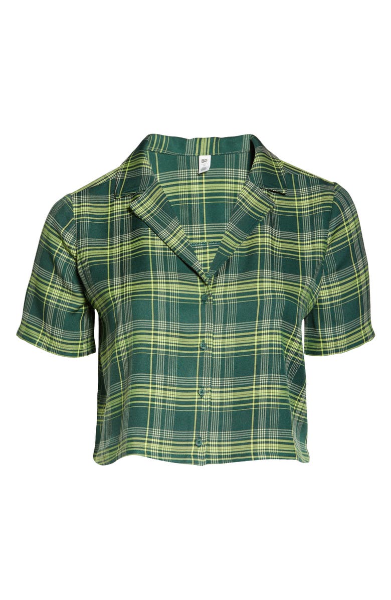 BP. Plaid Crop Button-Up Shirt, Alternate, color,