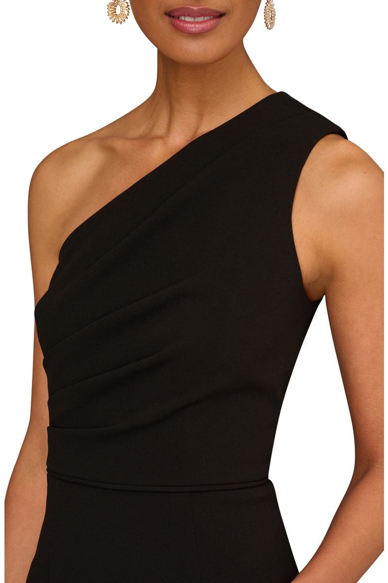 Tiered One-Shoulder Ballgown, Alternate, color, BLACK