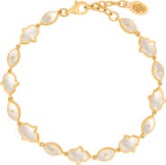 Karma and Luck Sacred Light Mother of Pearl Evil Eye & Hamsa Gold Bracelet