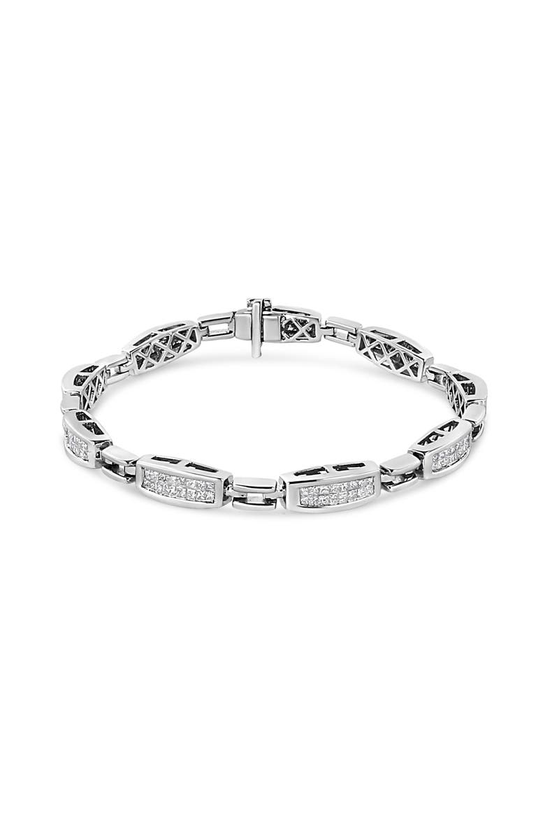14K White Gold 2.00 Cttw Invisble-Set Princess Diamond Link Bracelet - 7.25", Main, color, White