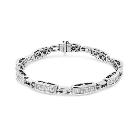 14K White Gold 2.00 Cttw Invisble-Set Princess Diamond Link Bracelet - 7.25"