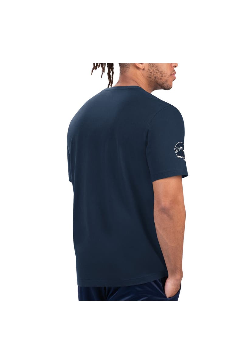 STARTER Men's Starter College Navy/Neon Green Seattle Seahawks Finish Line Extreme Graphic T-Shirt, Alternate, color, 