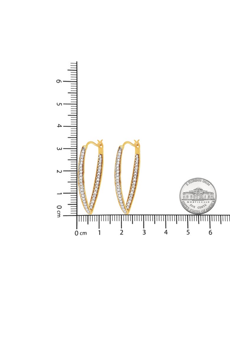 10K Yellow Gold 1/2 Ct RoundDiamond Modern Hoop Earrings, Alternate, color, Yellow