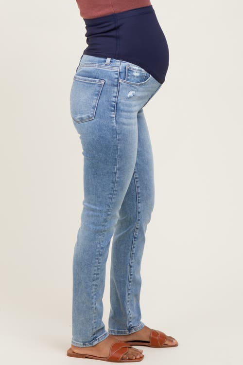 Pinkblush Vintage Wash Skinny Jeans In Blue