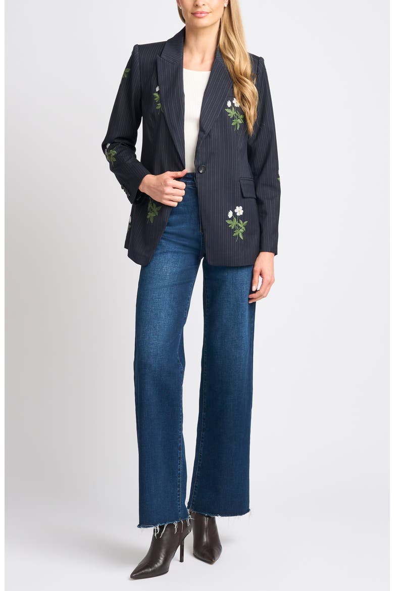 Arden Embroidered Pinstripe Blazer, Alternate, color, INDIGO NIGHT