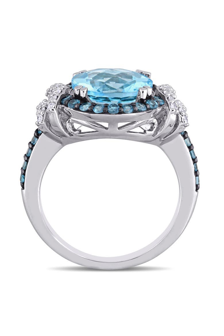 London, Sky Blue Topaz & Diamond Halo Ring, Alternate, color, Topaz