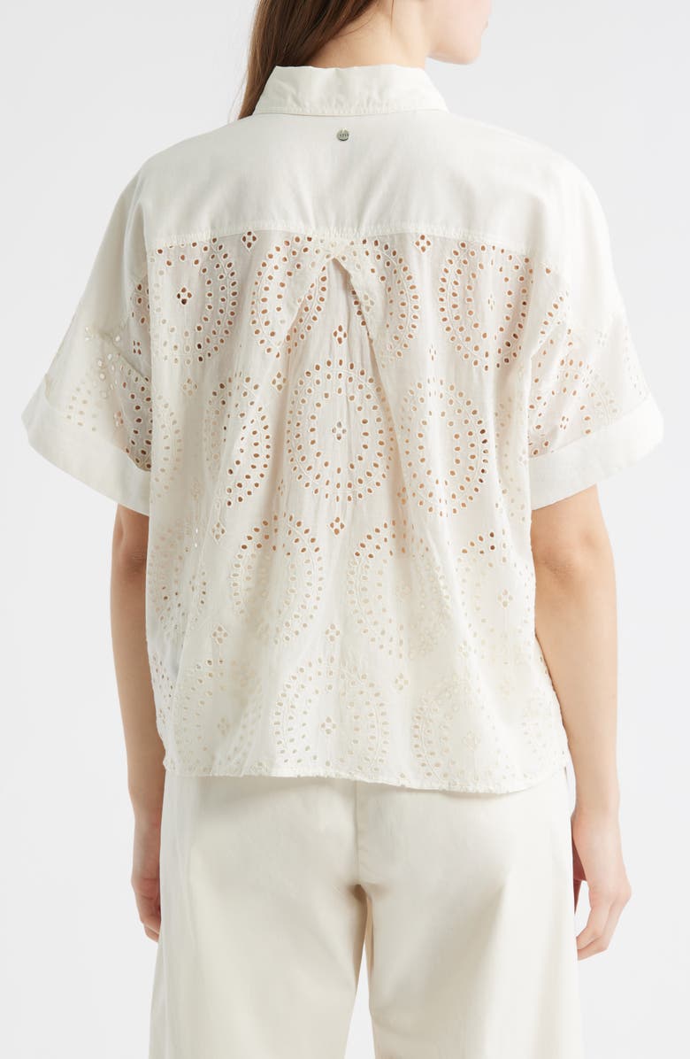 BOSS Orange Bisenas Embroidered Eyelet Button-Up Shirt, Alternate, color, Off White Eyelet