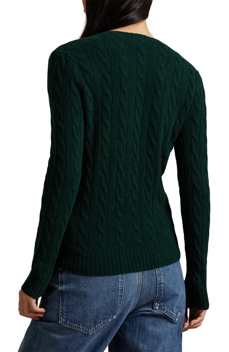 Polo Ralph Lauren Cable Knit Wool & Cashmere Sweater, Alternate, color, College Green