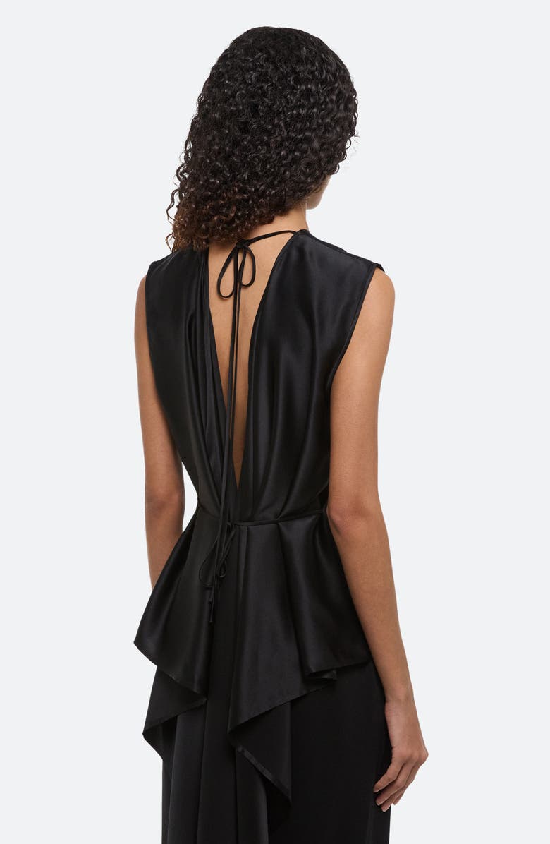 Helmut Lang Scarf Drape Detail Reversible Silk Top, Alternate, color, Black