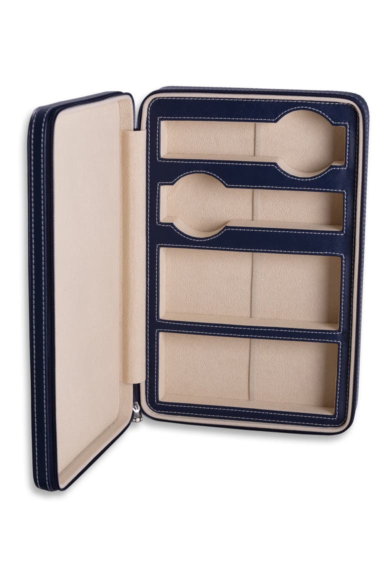 Leather Watch & Glasses Case, Alternate, color, BLUE