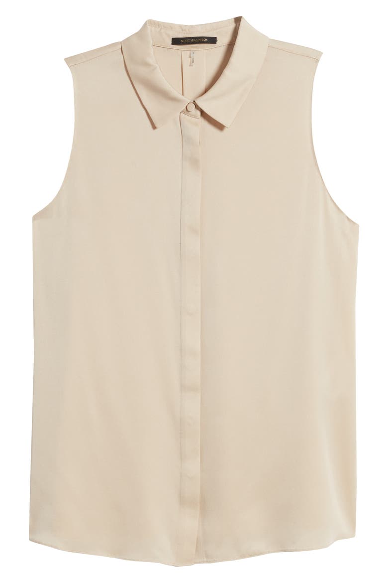 Celine Sleeveless Stretch Silk Shirt, Alternate, color, ANTIQUE