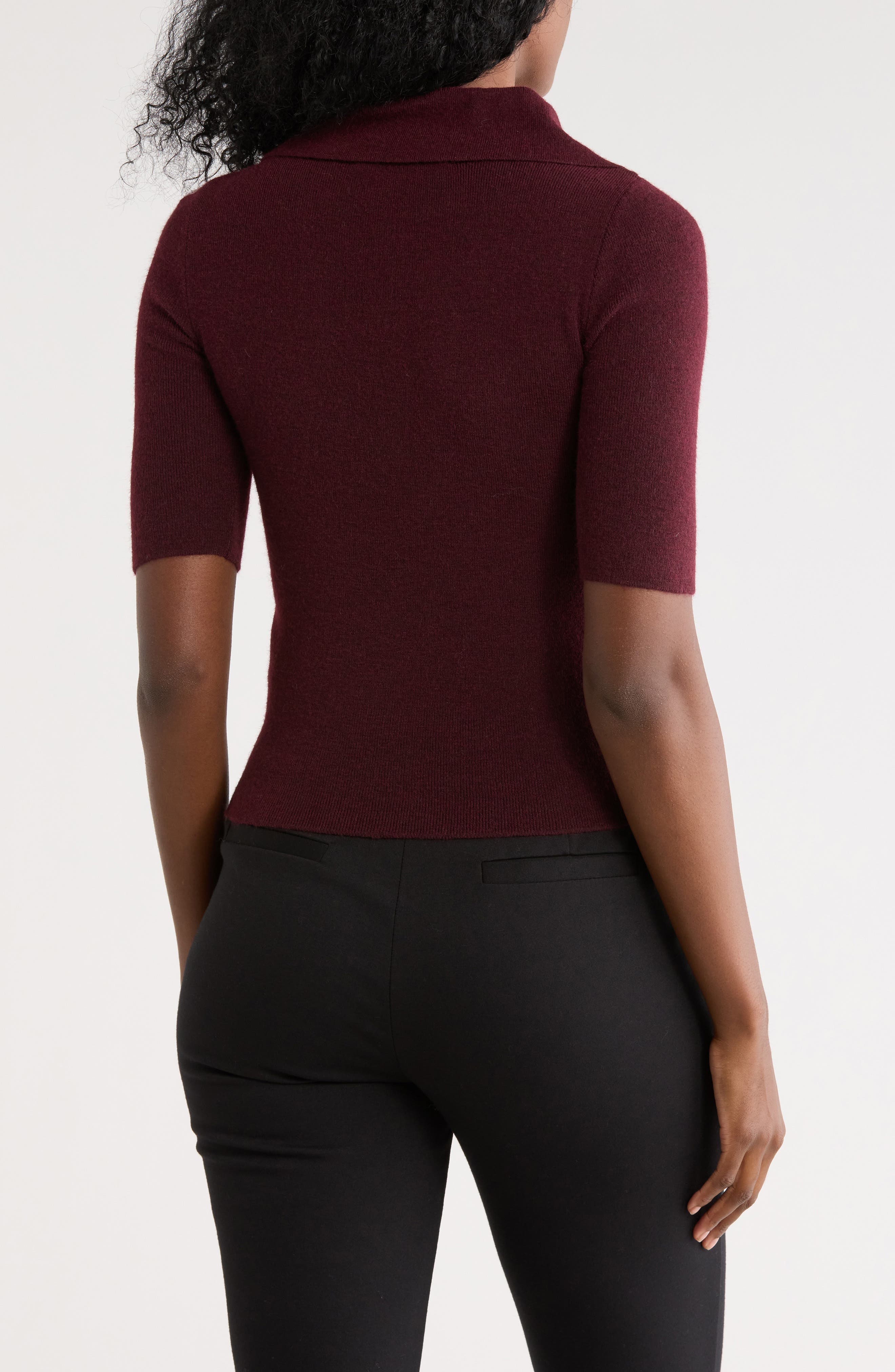 Marina Elbow Sleeve Polo Sweater - image 4