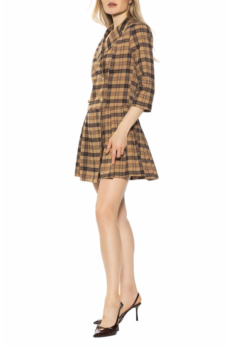Jacki Plaid 3/4 Sleeve Blazer Dress, Alternate, color, TAN PLAID