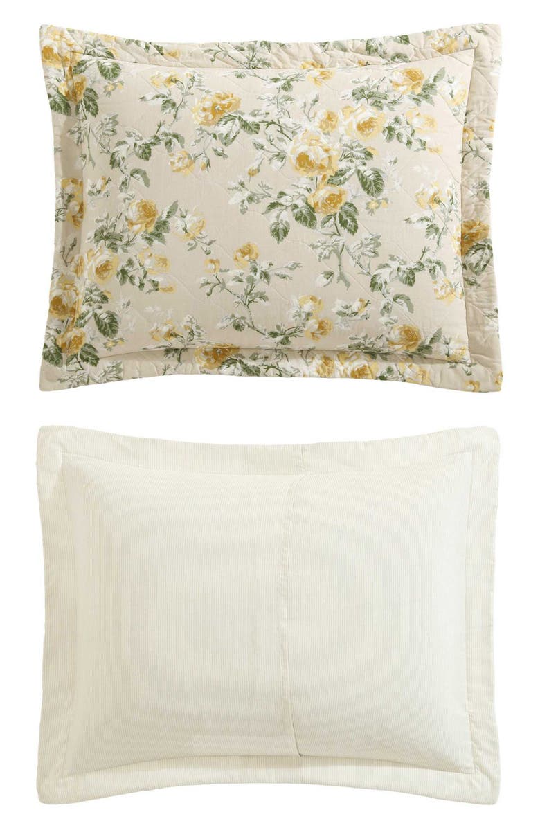 Laura Ashley Roses Quilt & Sham Set, Alternate, color, Gold/ Beige