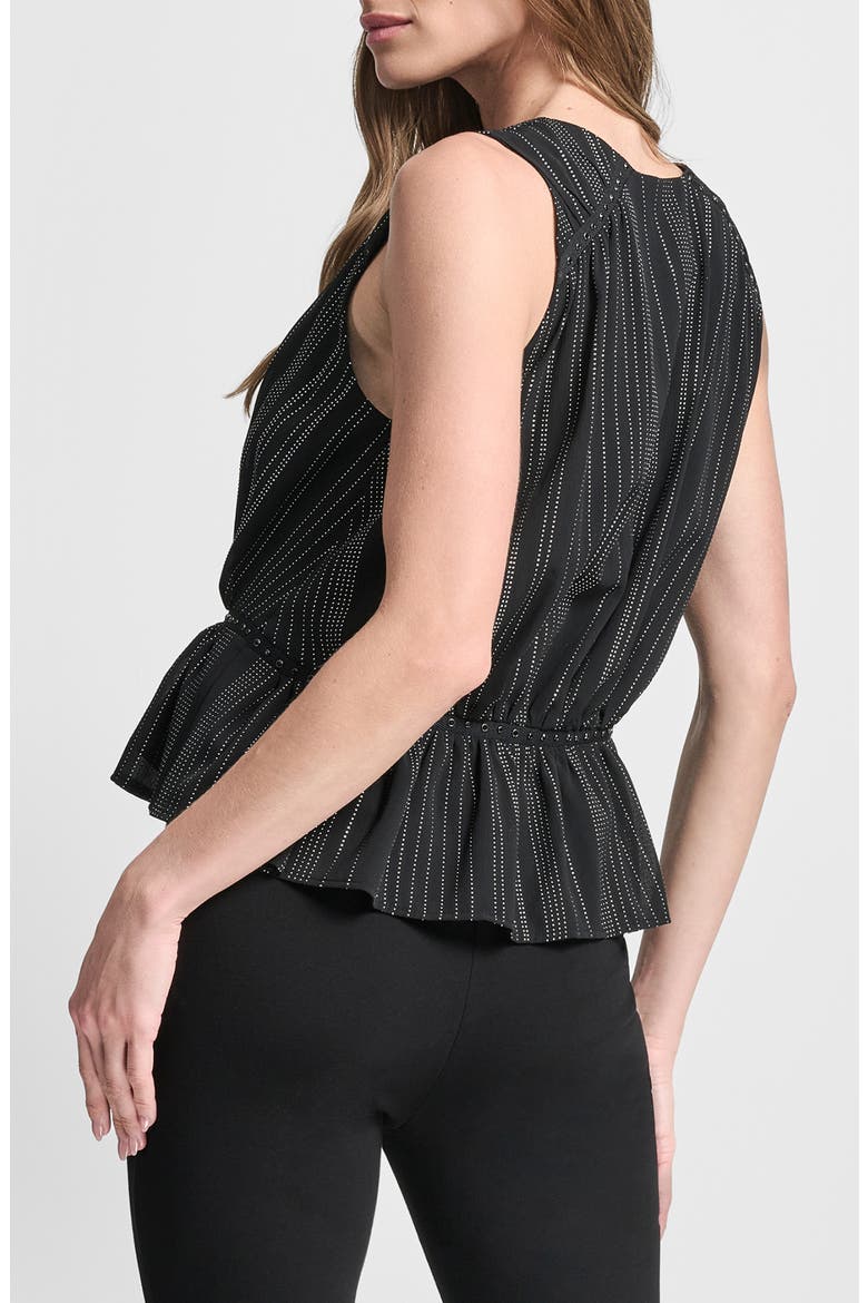 Studded Chiffon Peplum Top, Alternate, color, BLACK
