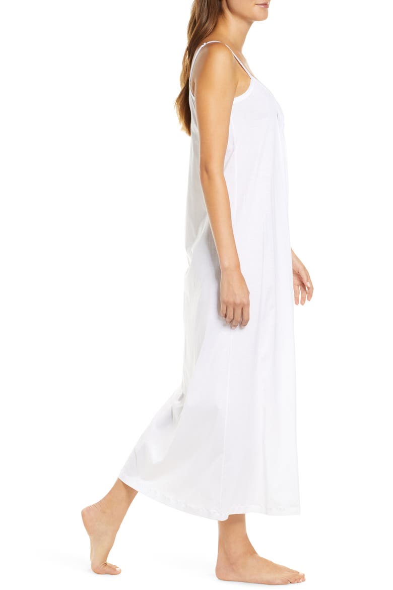 Juliet Pleat Neck Cotton Nightgown, Alternate, color, WHITE