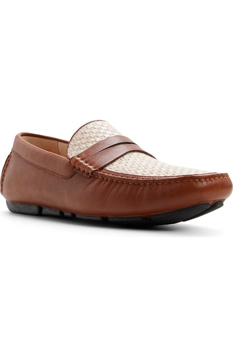 Brooks Brothers Jefferson Mixed Media Driving Loafer, Main, color, Medium Brown