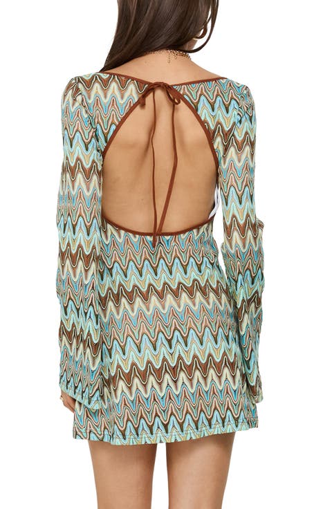 Rizario Metallic Long Sleeve Minidress
