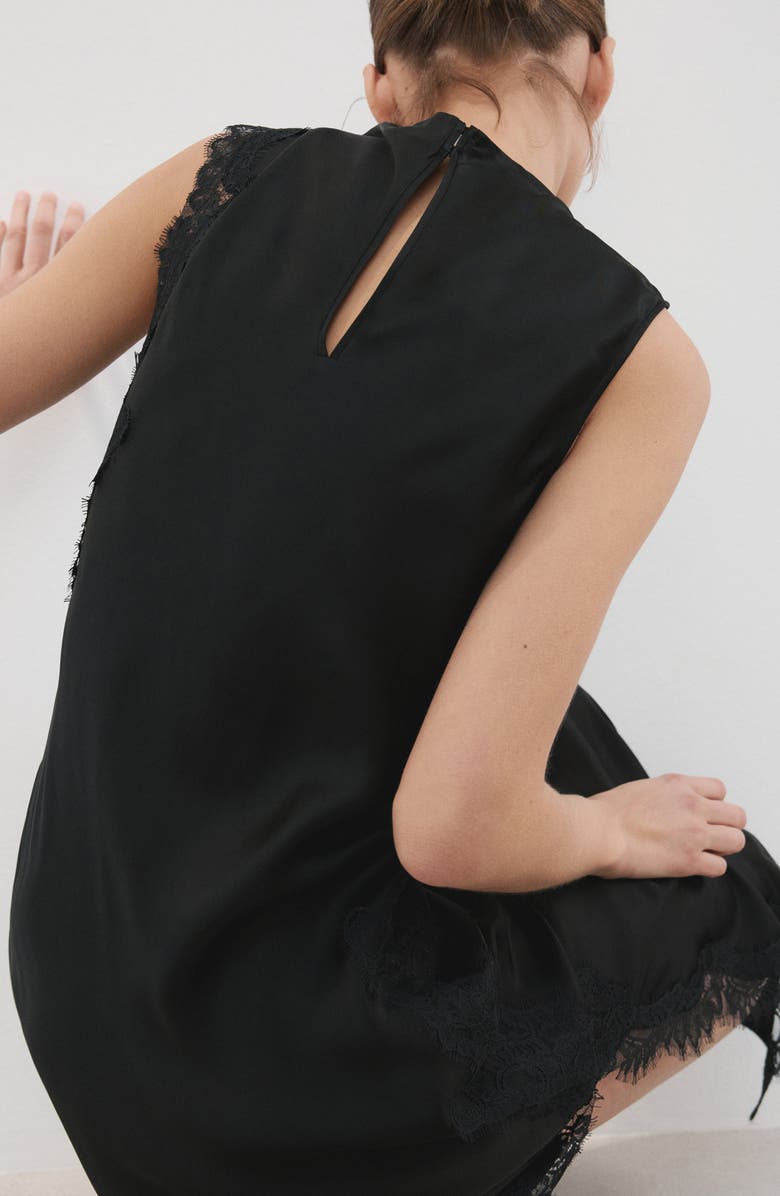 MANGO Lace Sleeveless Satin Maxi Dress, Alternate, color,