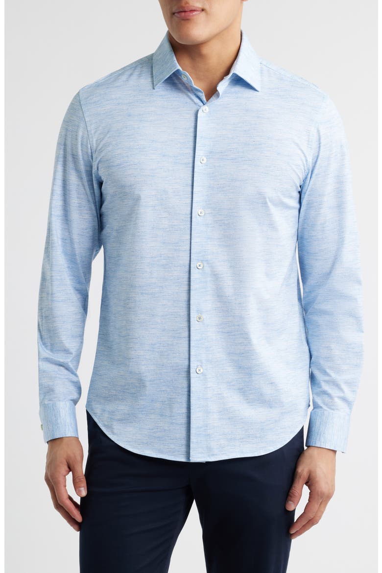 James OoohCotton® Space Dye Button-Up Shirt, Main, color, BLUE/ WHITE
