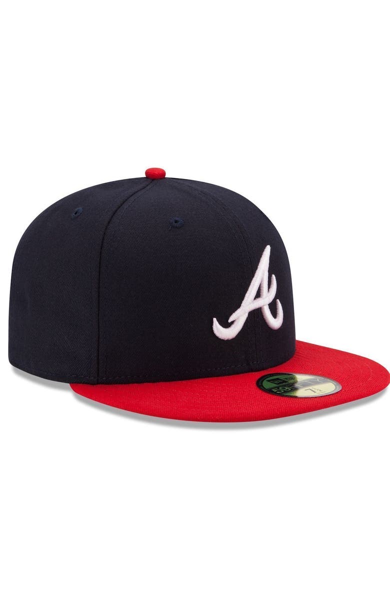 New Era Men's New Era Navy/Red Atlanta Braves Home Authentic Collection On-Field 59FIFTY Fitted Hat, Alternate, color,