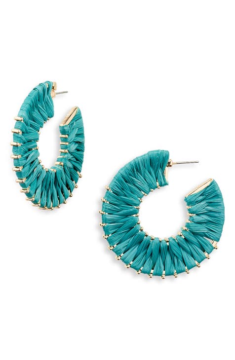 Raffia Wrapped Hoop Earrings