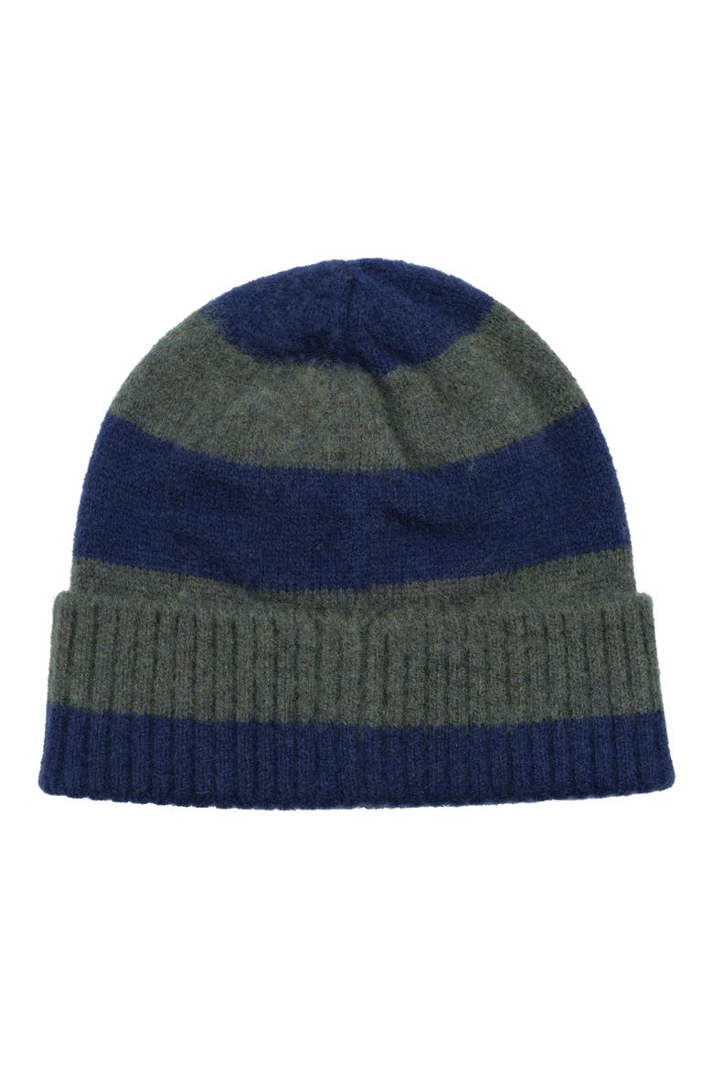 Stripe Brushed Wool Beanie, Alternate, color, NAVY/ GREEN