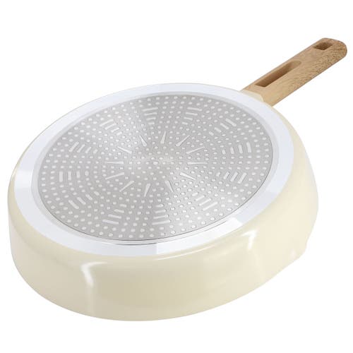 Gibson Home Marbleton Ceramic Nonstick Alumium 9.5 Inch Frying Pan In Cream In White