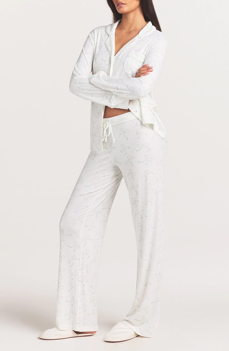 SKIMS Soft Lounge Pajamas, Alternate, color, Ivory Pearl Bows Print