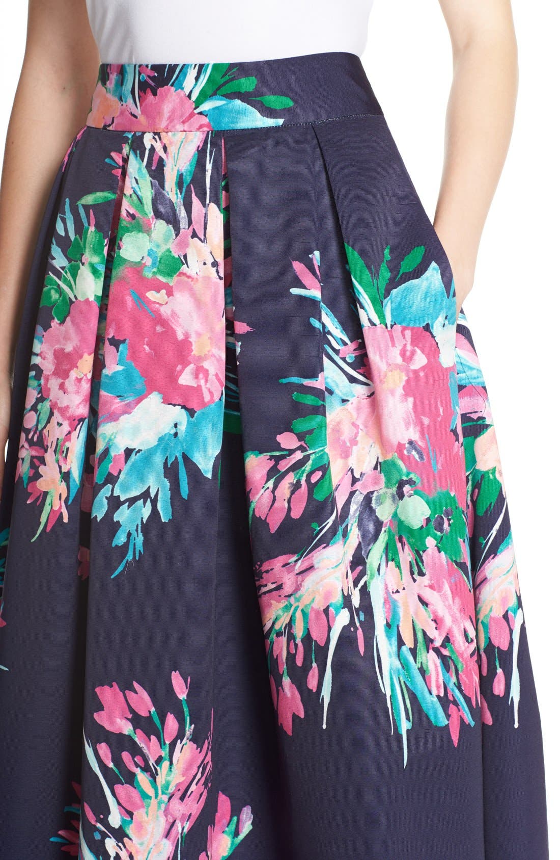 Eliza J Floral Print Faille Ball Skirt (Women) | Nordstrom