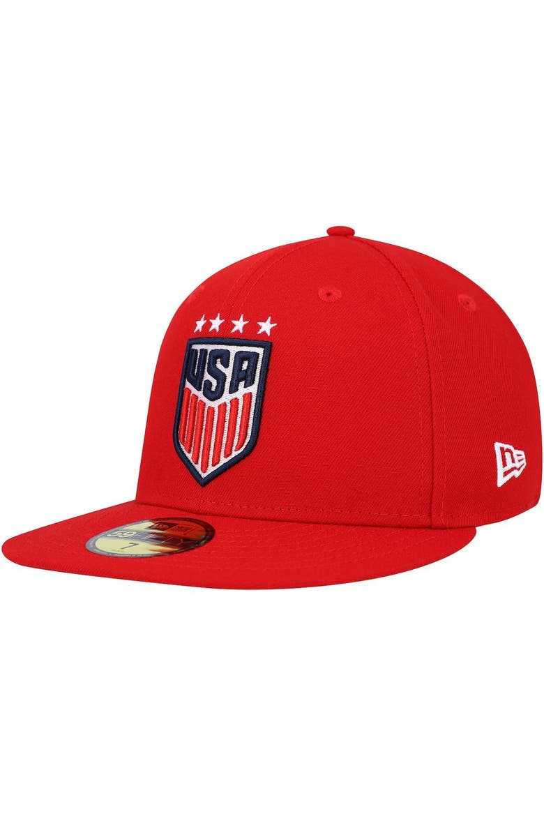 Men's New Era Red USWNT Team Basic 59FIFTY Fitted Hat, Main, color, Red