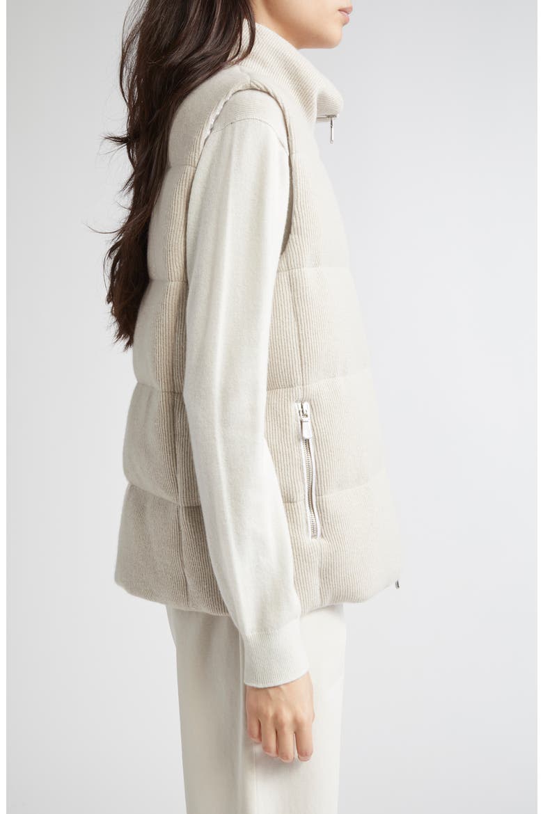 Sparkle Quilted Down Vest, Alternate, color, OFF WHITE
