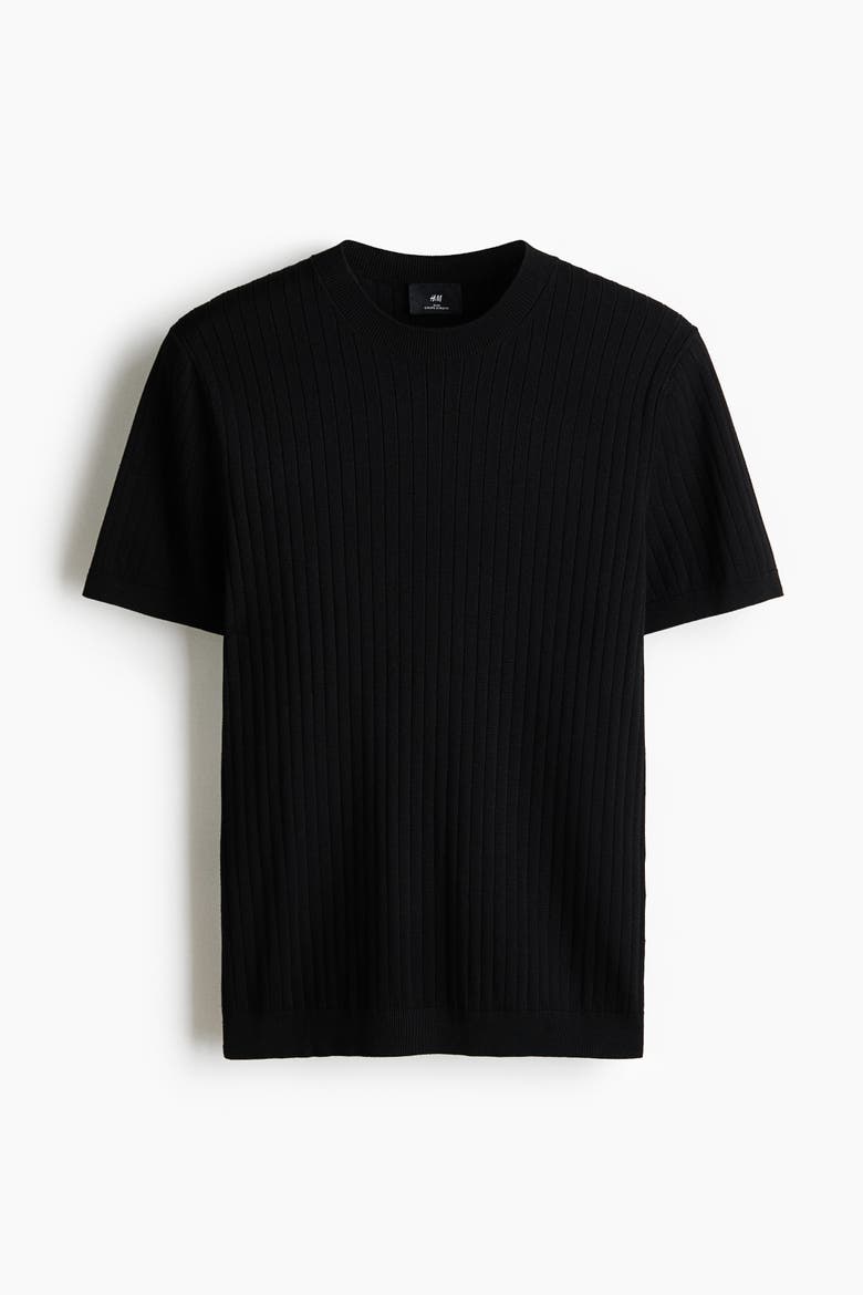 Slim Fit Knitted T-shirt, Main, color, Black