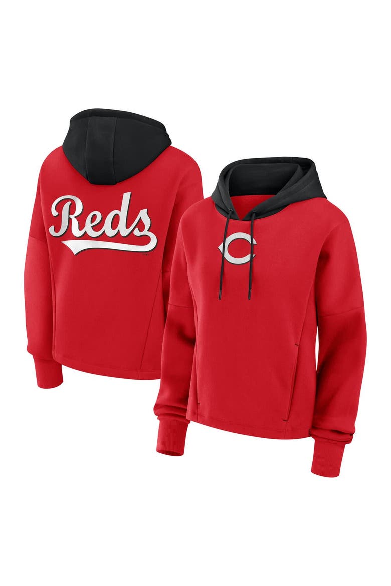 Women's Fanatics Red Cincinnati Reds Oversized High Hip Legacy Fleece Pullover Hoodie, Main, color, Red