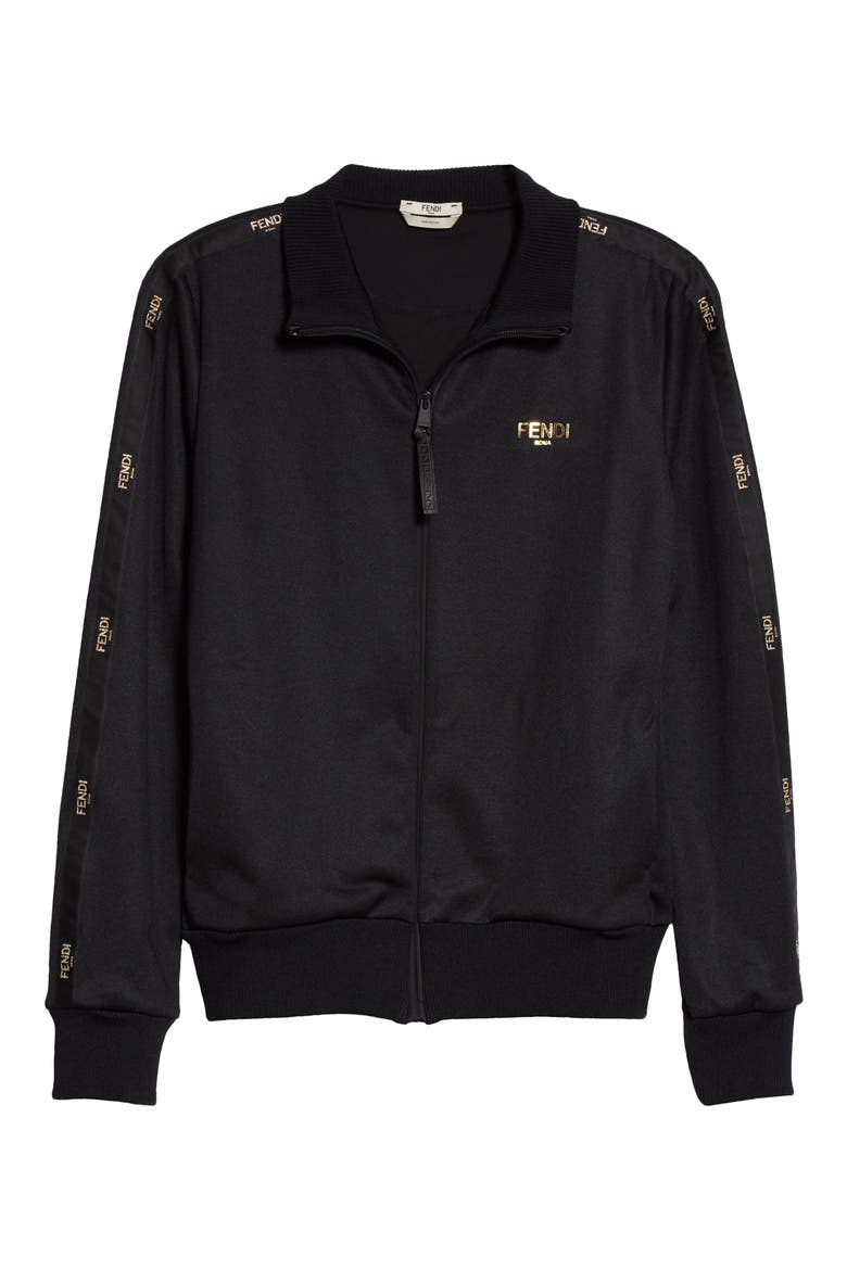 Logo Jersey Piqué Track Jacket, Alternate, color, BLACK