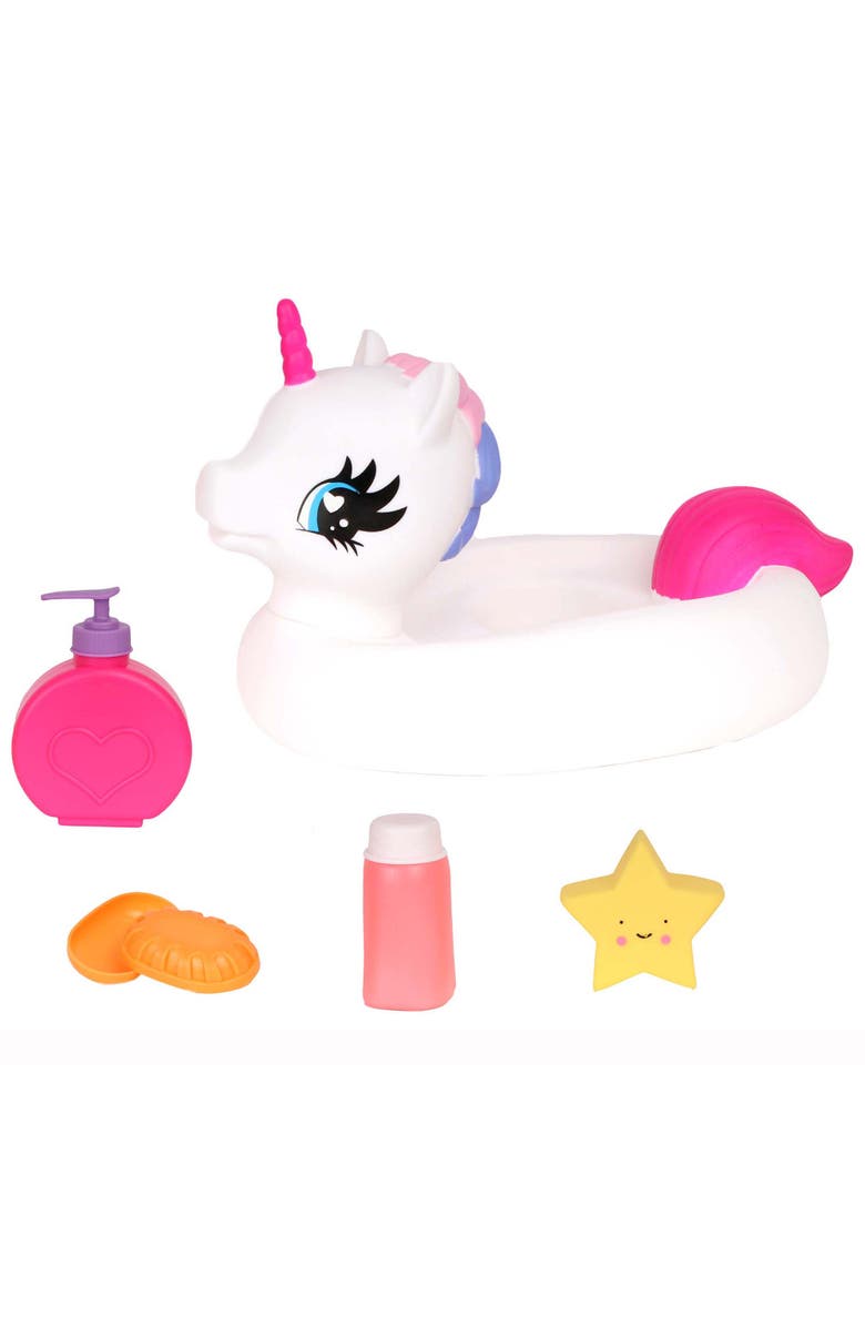 Dream Collection Gigo Bath Time 12 Inch Baby Doll with Unicorn Floater, Alternate, color, Multicolored