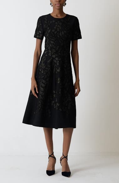 Carolina Herrera Metallic Floral Jacquard Cocktail Dress Nordstrom
