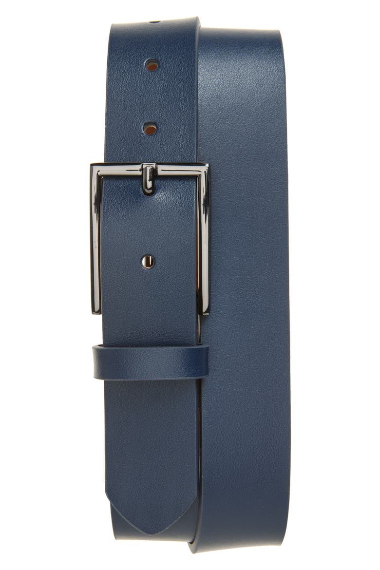 Victor Leather Belt, Main, color, NAVY