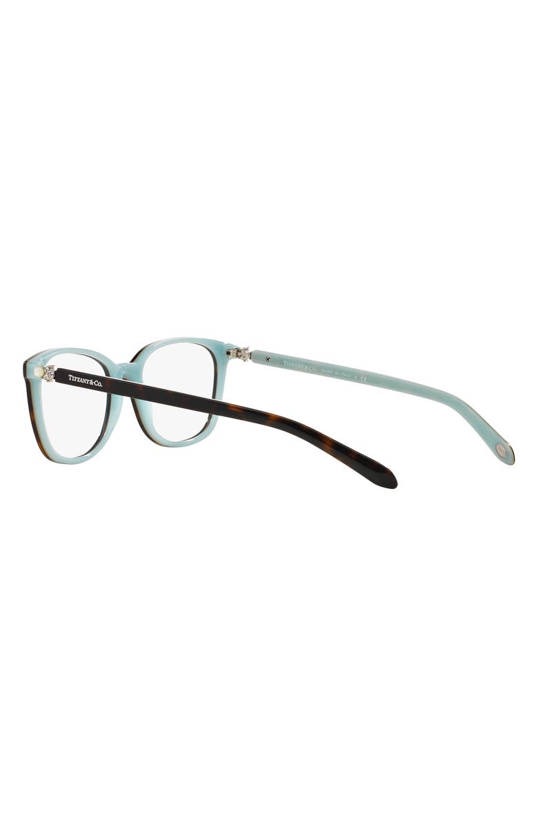 Tiffany & Co. 51mm Rectangular Optical Glasses, Alternate, color, Havana Blue