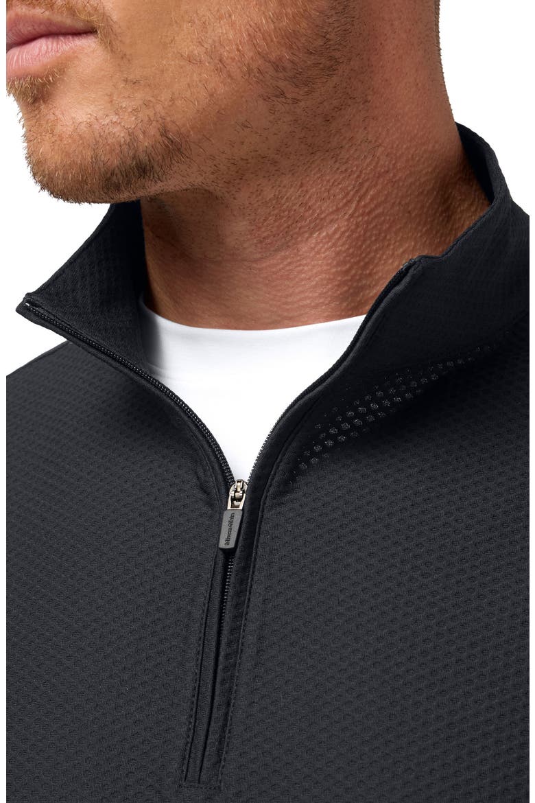 Easton Textured Quarter Zip Pullover, Alternate, color, BLACK