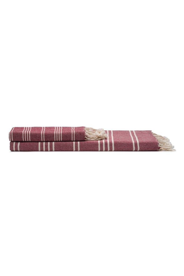 Essential Stripe Turkish Cotton Towel Bundle, Alternate, color, Burgundy