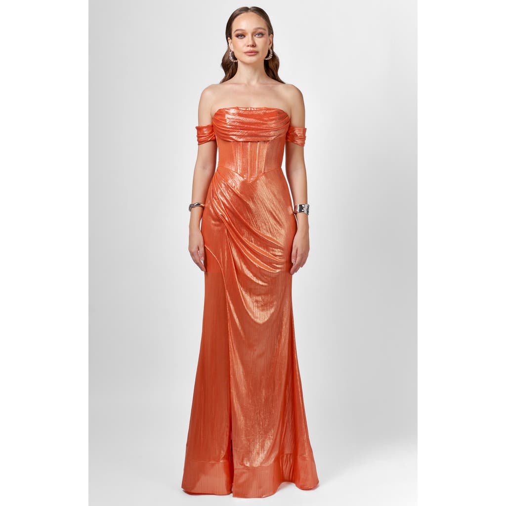 Bariano Bridie Corset Drape Gown In Brown