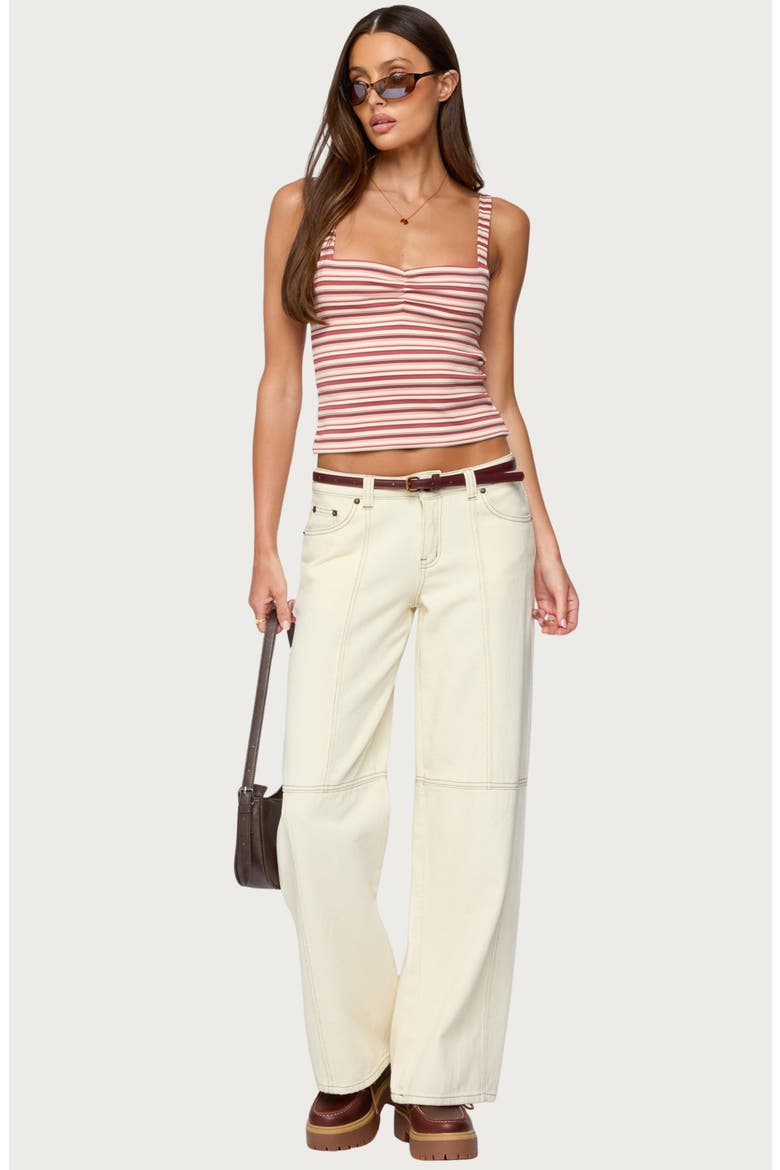 Adelia Stripe Ruched Knit Top, Alternate, color, BURGUNDY MIX