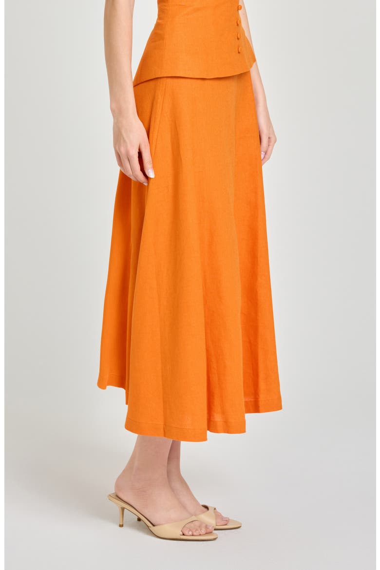 x Hannah Lovey Porter Capri Linen Blend Midi Skirt (Nordstrom Exclusive), Alternate, color, ORANGE