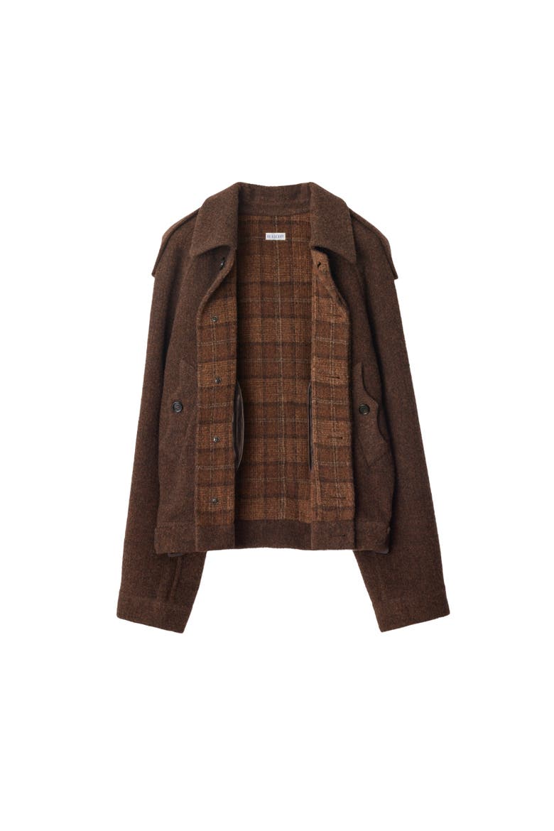 Detachable Scarf Wool Blend Jacket, Alternate, color, Ginger brown