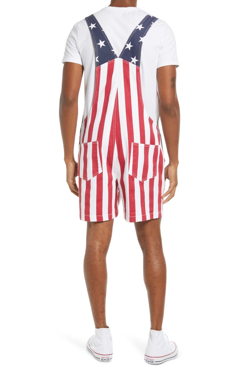 Chubbies Men's The Chubberalls 2.0 American Flag Denim Overalls, Alternate, color, 