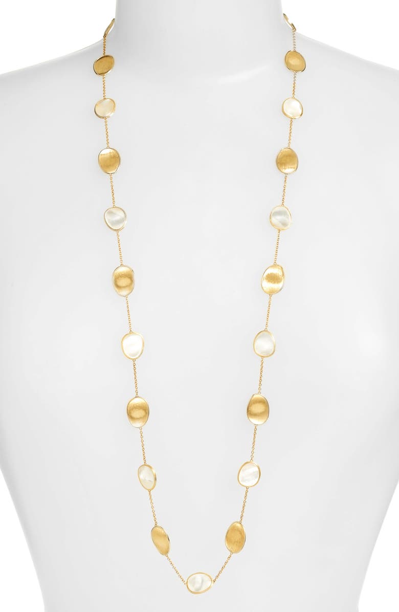 Marco Bicego Lunaria Mother of Pearl Long Strand Necklace, Main, color, White Mother Of Pearl