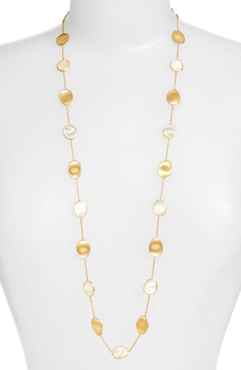 Lunaria Mother of Pearl Long Strand Necklace